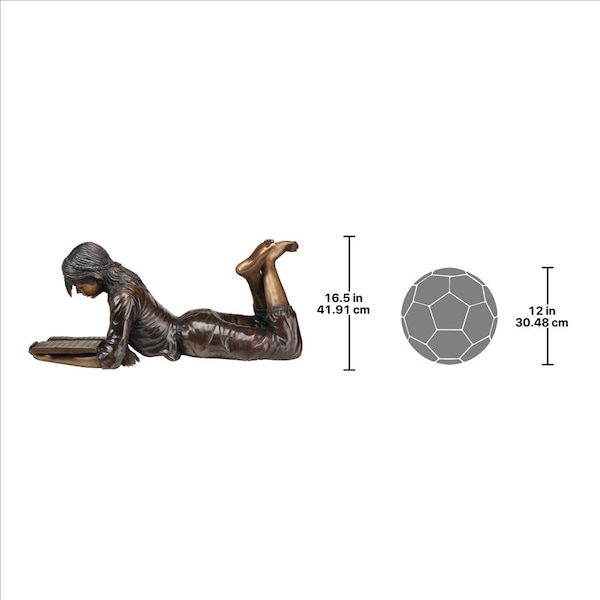 Design Toscano Young Scholar Reading Girl Bronze Garden Statue - MP5840