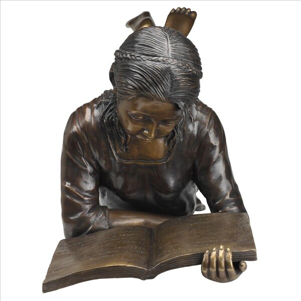 Design Toscano Young Scholar Reading Girl Bronze Garden Statue - MP5840