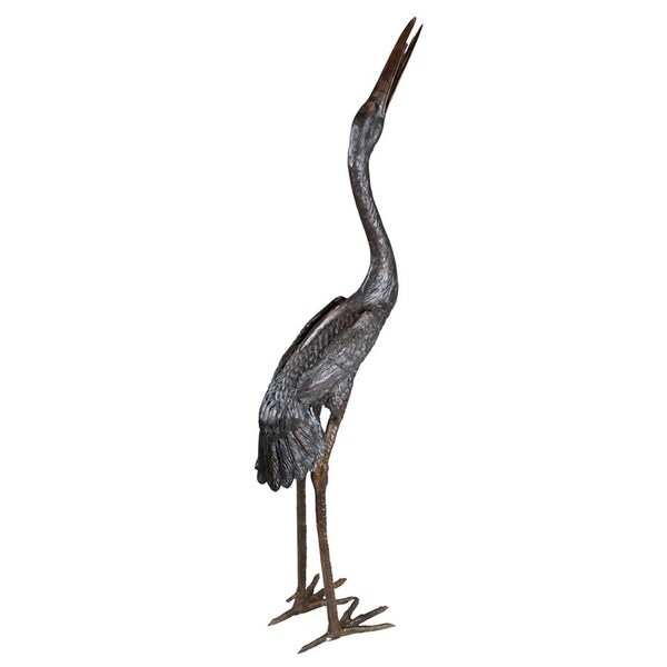 Design Toscano Large Heron Head High Cast Bronze Garden Statue - KW550202