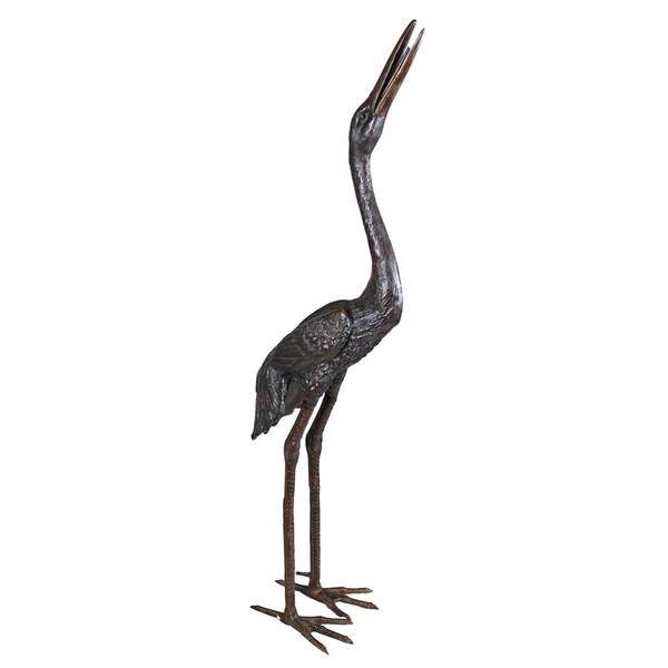 Design Toscano Large Heron Head High Cast Bronze Garden Statue - KW550202
