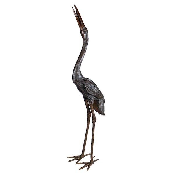 Design Toscano Large Heron Head High Cast Bronze Garden Statue - KW550202