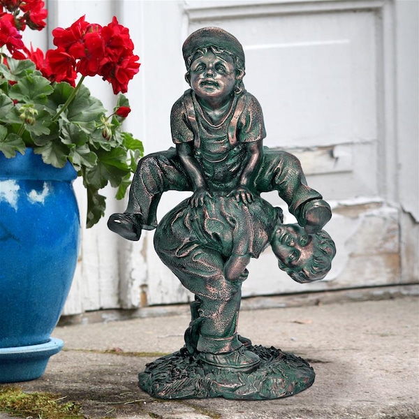 Design Toscano Leap Froggin Playing Boys Garden Statue - NG30439