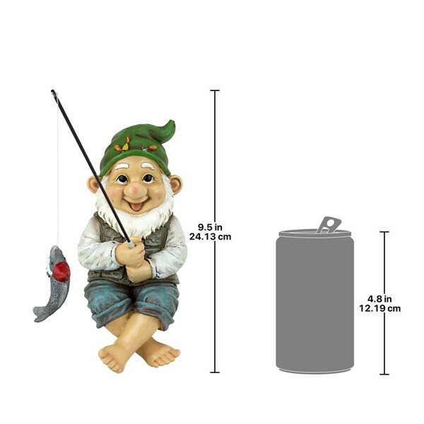 Design Toscano Ziggy, the Fishing Gnome Garden Sitter Statue - QM2806500