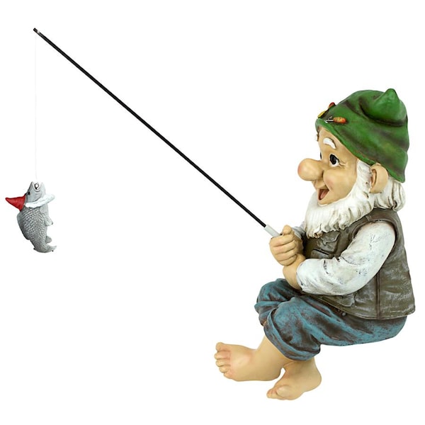 Design Toscano Ziggy, the Fishing Gnome Garden Sitter Statue - QM2806500