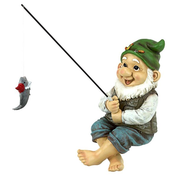 Design Toscano Ziggy, the Fishing Gnome Garden Sitter Statue - QM2806500