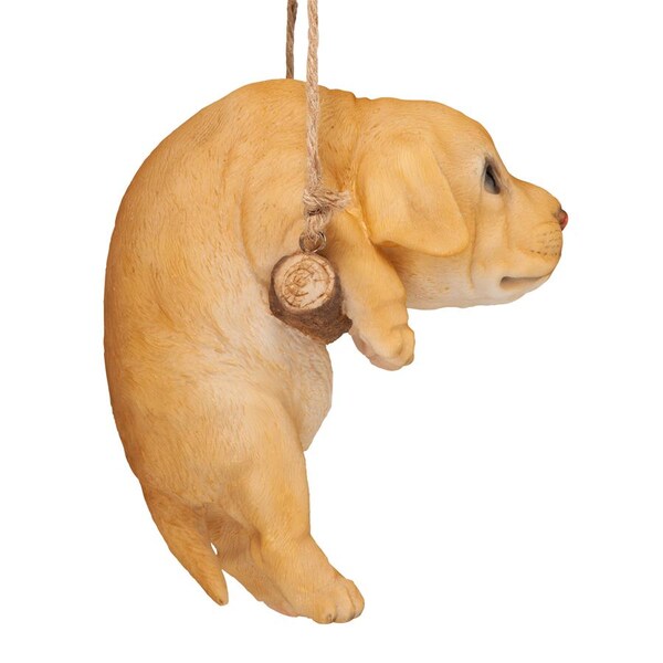 Design Toscano Yellow Lab Puppy on a Perch Hanging Dog Sculpture - JQ108069