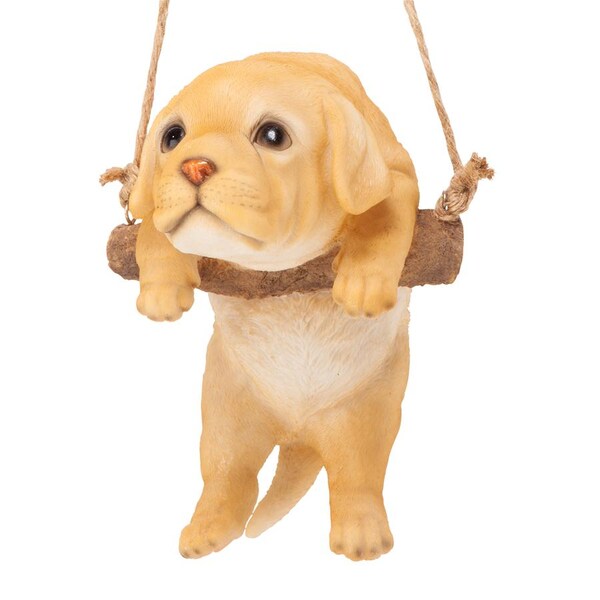 Design Toscano Yellow Lab Puppy on a Perch Hanging Dog Sculpture - JQ108069