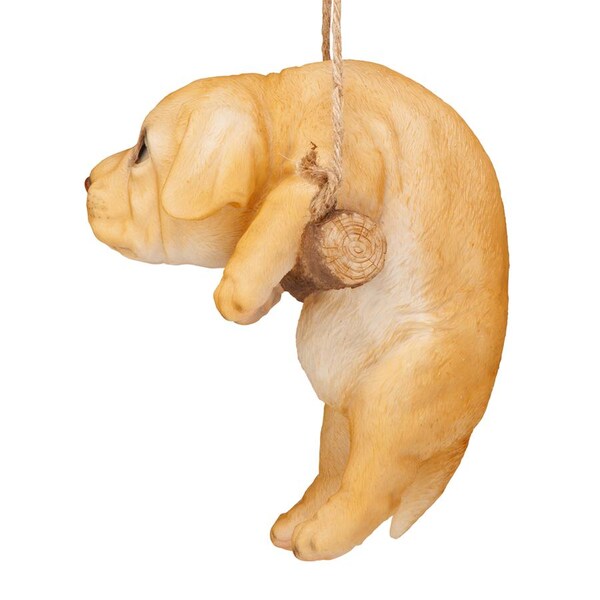 Design Toscano Yellow Lab Puppy on a Perch Hanging Dog Sculpture - JQ108069