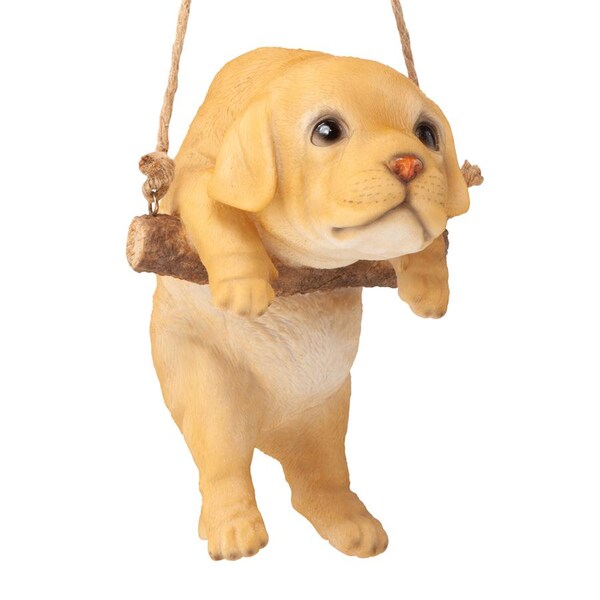 Design Toscano Yellow Lab Puppy on a Perch Hanging Dog Sculpture - JQ108069