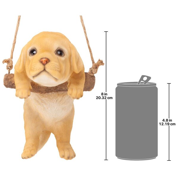 Design Toscano Yellow Lab Puppy on a Perch Hanging Dog Sculpture - JQ108069