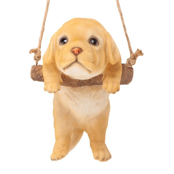 Design Toscano Yellow Lab Puppy on a Perch Hanging Dog Sculpture - JQ108069