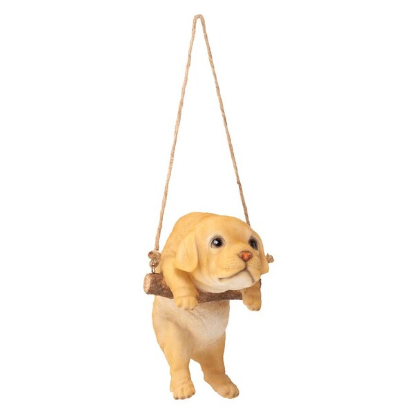 Design Toscano Yellow Lab Puppy on a Perch Hanging Dog Sculpture - JQ108069