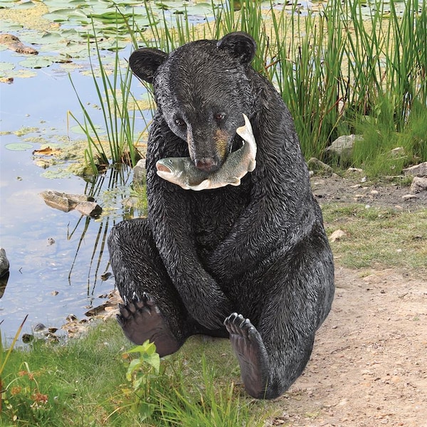 Design Toscano The Expert Fisherman Black Bear Statue - KY71194