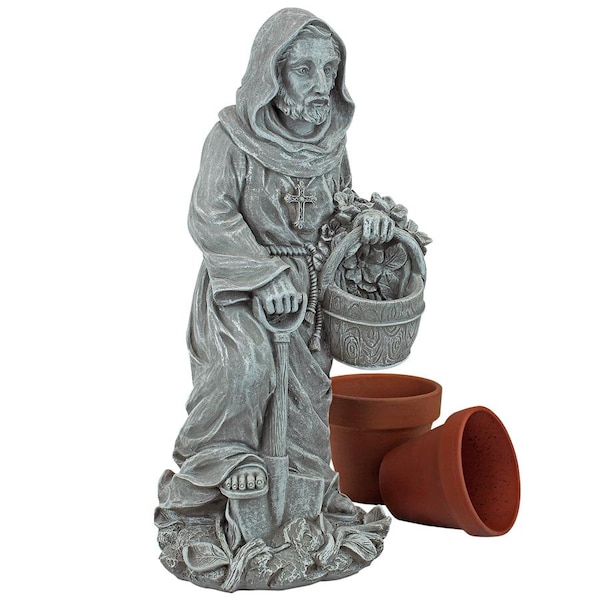 Design Toscano St. Fiacre, the Gardener's Patron Saint Statue: Small - QM13003