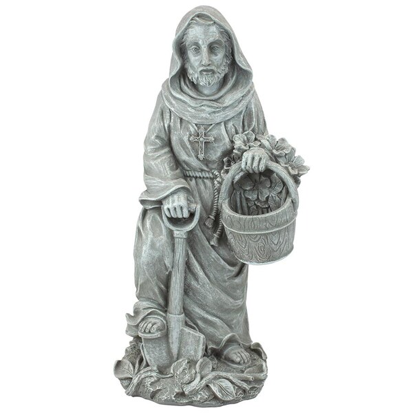 Design Toscano St. Fiacre, the Gardener's Patron Saint Statue: Small - QM13003