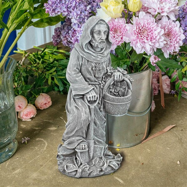 Design Toscano St. Fiacre, the Gardener's Patron Saint Statue: Small - QM13003