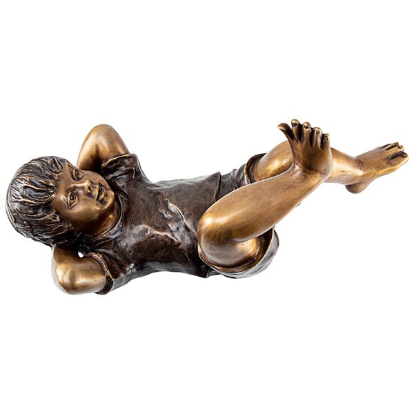 Design Toscano Lazy Days, Resting Boy Cast Bronze Piped Garden Statue - SU20193