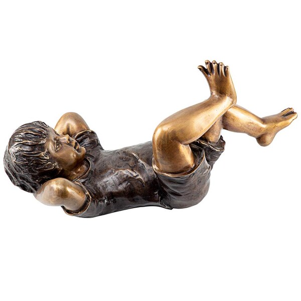 Design Toscano Lazy Days, Resting Boy Cast Bronze Piped Garden Statue - SU20193