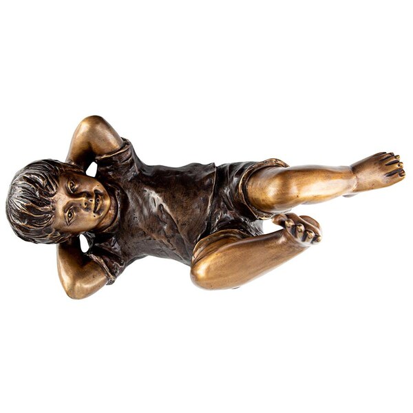 Design Toscano Lazy Days, Resting Boy Cast Bronze Piped Garden Statue - SU20193