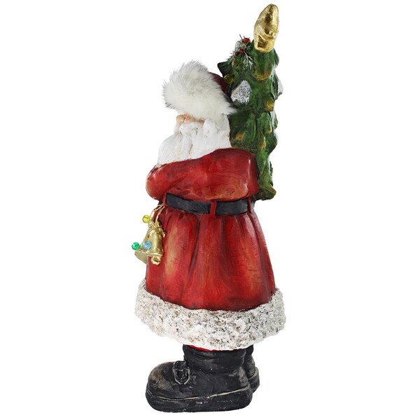 Design Toscano Santa with a Sparkling Christmas Tree Illuminated Holiday Statue - DS19739