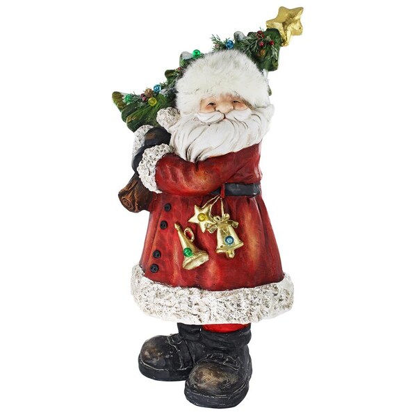 Design Toscano Santa with a Sparkling Christmas Tree Illuminated Holiday Statue - DS19739