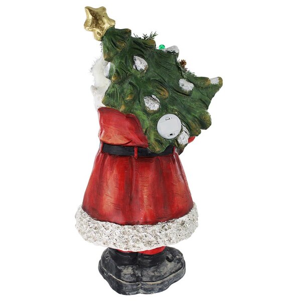 Design Toscano Santa with a Sparkling Christmas Tree Illuminated Holiday Statue - DS19739