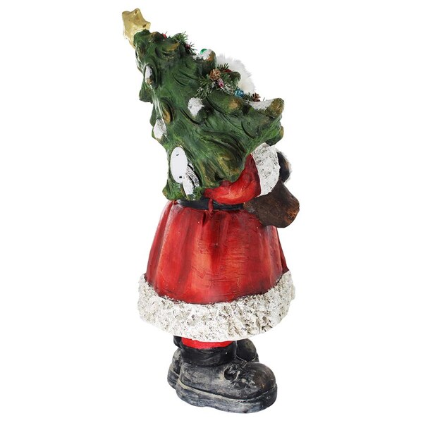 Design Toscano Santa with a Sparkling Christmas Tree Illuminated Holiday Statue - DS19739