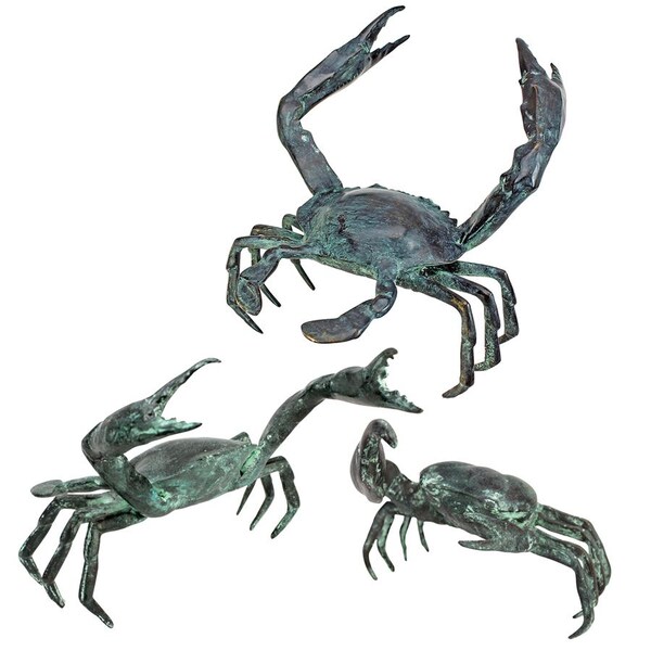 Design Toscano Bronze Crab Sculptures: Set of Small, Medium and Large - SU90035