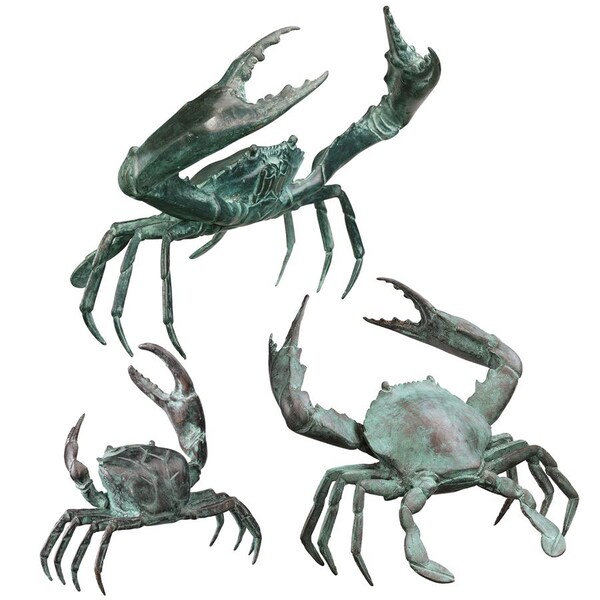 Design Toscano Bronze Crab Sculptures: Set of Small, Medium and Large - SU90035