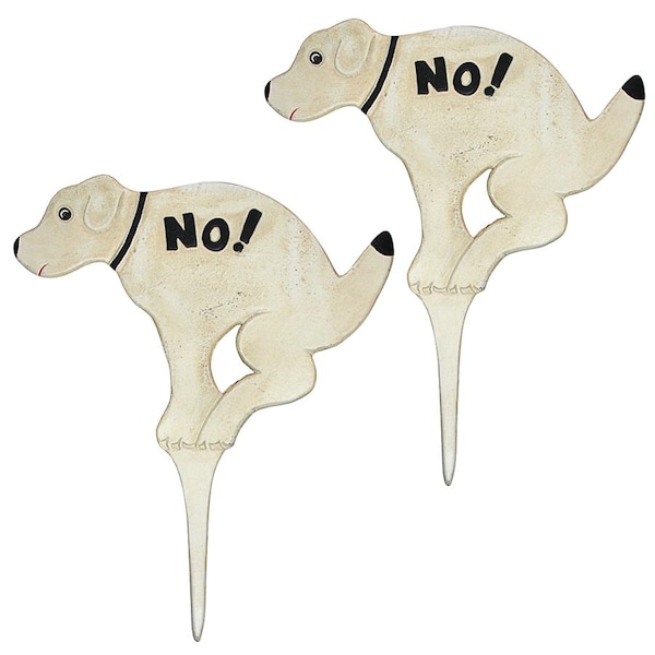 Design Toscano No Pausing Pooch Dog Lawn Stake Sign Collection: Set of Two Large - SP5628