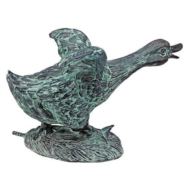 Design Toscano Lindell Pond Bronze Ducks Spitting Garden Statue: Running Duck - SU1018