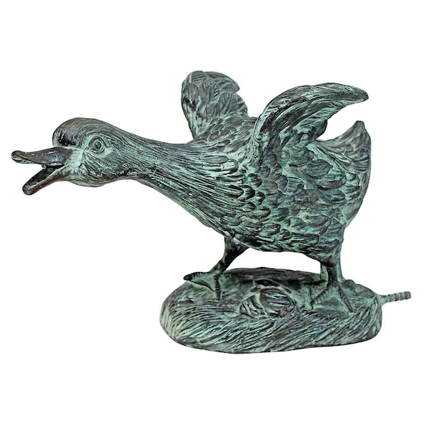 Design Toscano Lindell Pond Bronze Ducks Spitting Garden Statue: Running Duck - SU1018