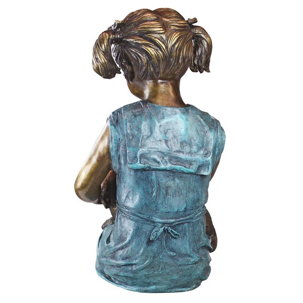 Design Toscano Sitting Savannah, Girl with Dog Cast Bronze Garden Statue - PN6341