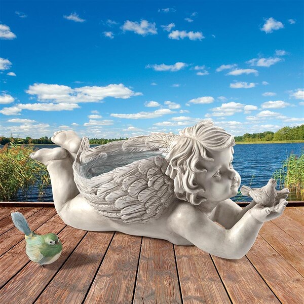 Design Toscano God's Messenger Cherub with Bird Angel Statue - LY88309