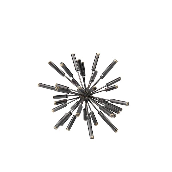 Homeroots 9 x 9 x 9 in. Petite Black Metal Spiked Sculpture - 392405