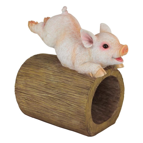 Design Toscano Hog Wild Pouncing Pig Gutter Guardian Downspout Statue - QM2868900