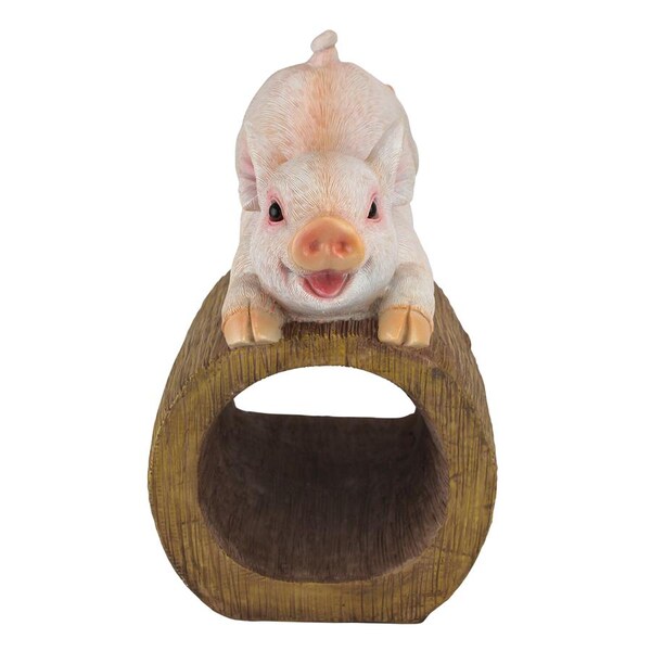 Design Toscano Hog Wild Pouncing Pig Gutter Guardian Downspout Statue - QM2868900