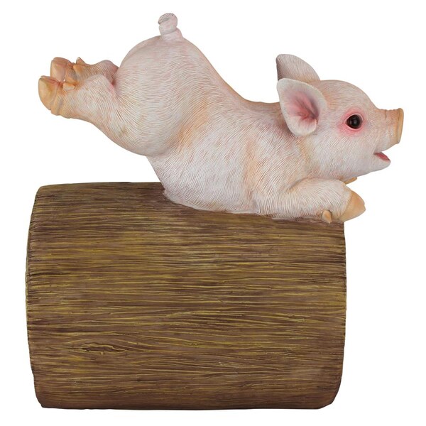 Design Toscano Hog Wild Pouncing Pig Gutter Guardian Downspout Statue - QM2868900