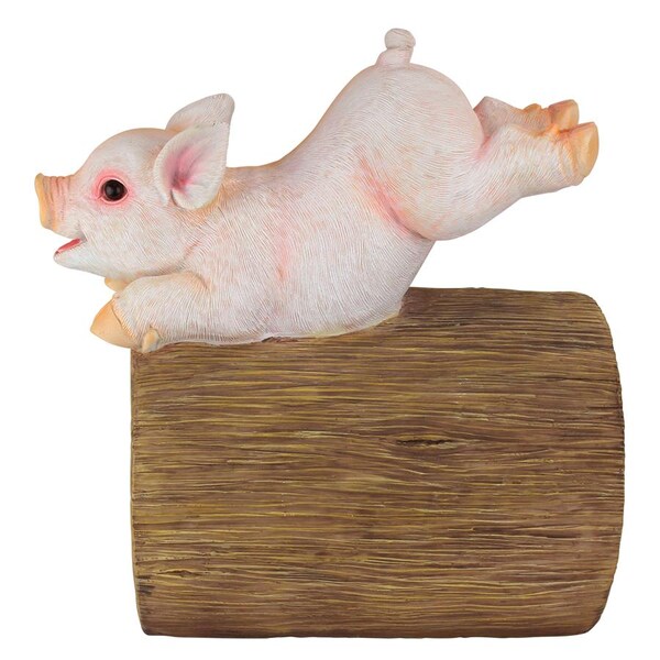 Design Toscano Hog Wild Pouncing Pig Gutter Guardian Downspout Statue - QM2868900