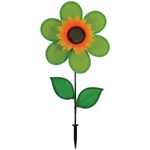In The Breeze 12 in. Green Sunflower Spinner with Leaves - ITB2702