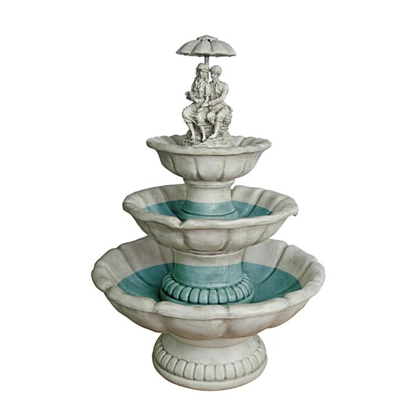 Design Toscano Lovers Under Umbrella Sculptural Fountain - KY2003