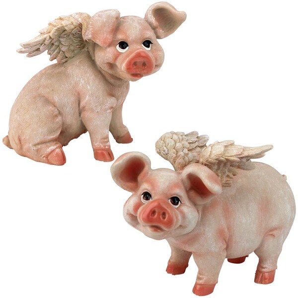 Design Toscano Hog Heaven Flying Pigs Statue Collection: Set of Two - QL95720