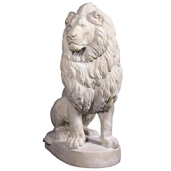 Design Toscano Stately Chateau Lion Sentinel Garden Statue: Left - NE1602745