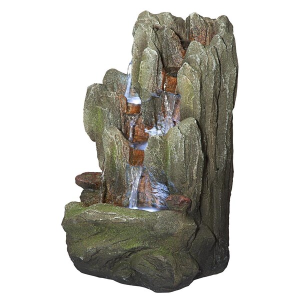 Design Toscano Lost Falls Cascading Waterfall Illuminated Tabletop Fountain - QN170016