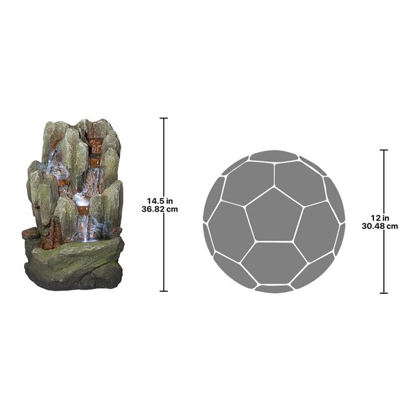 Design Toscano Lost Falls Cascading Waterfall Illuminated Tabletop Fountain - QN170016
