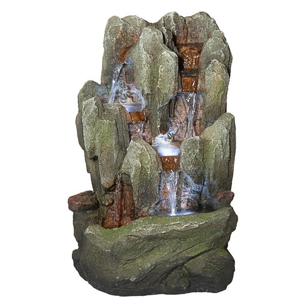 Design Toscano Lost Falls Cascading Waterfall Illuminated Tabletop Fountain - QN170016
