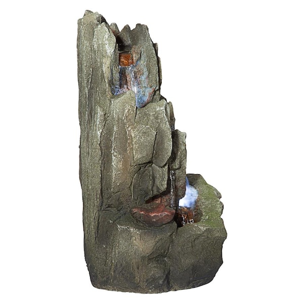 Design Toscano Lost Falls Cascading Waterfall Illuminated Tabletop Fountain - QN170016