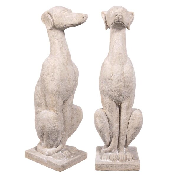 Design Toscano Italian Greyhound Art Deco Whippet Sentinel Dog Statue: Set of Two - NE9170104