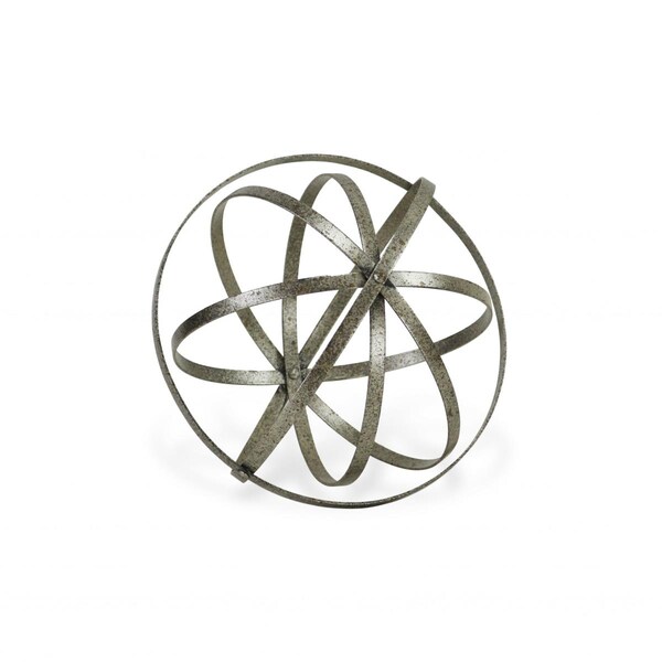 Palacedesigns 10 in. Speckled Gray Metal Orb Decorative Sculpture - PA3104705