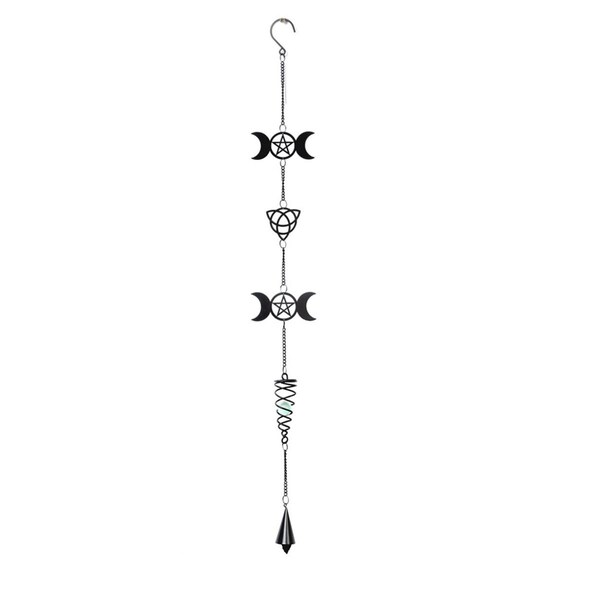 Truco 30.31 in. Triple Moon Hanging Decoration Wind Chime, Black - TR2750006
